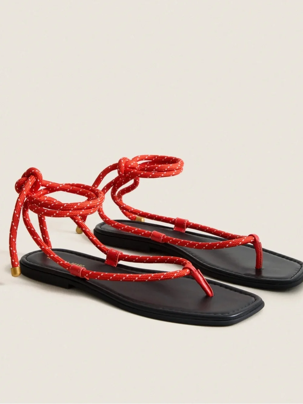 Veronica Beard Flame Red Carmina Cord Sandals